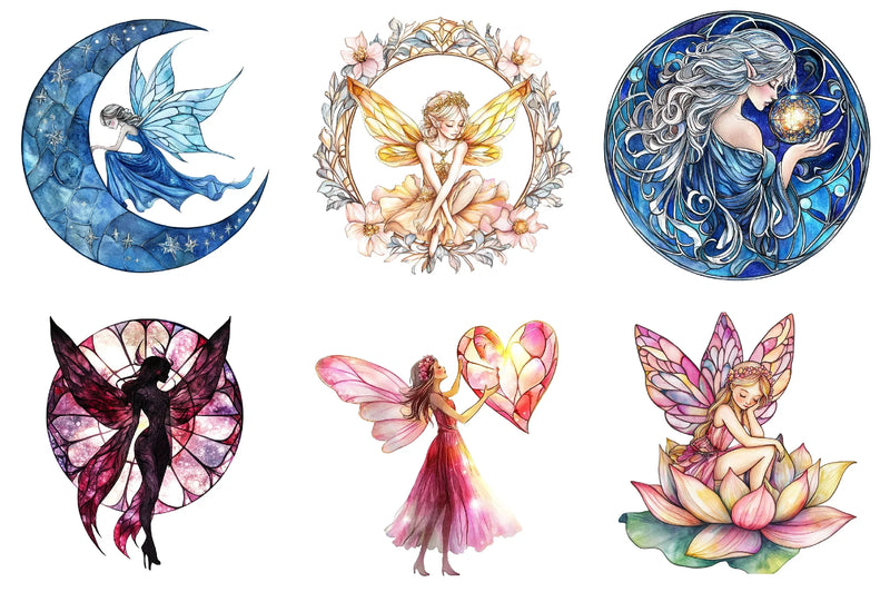 Fairies Stained Glass Clipart Bundle - CraftNest - Digital Crafting and Art