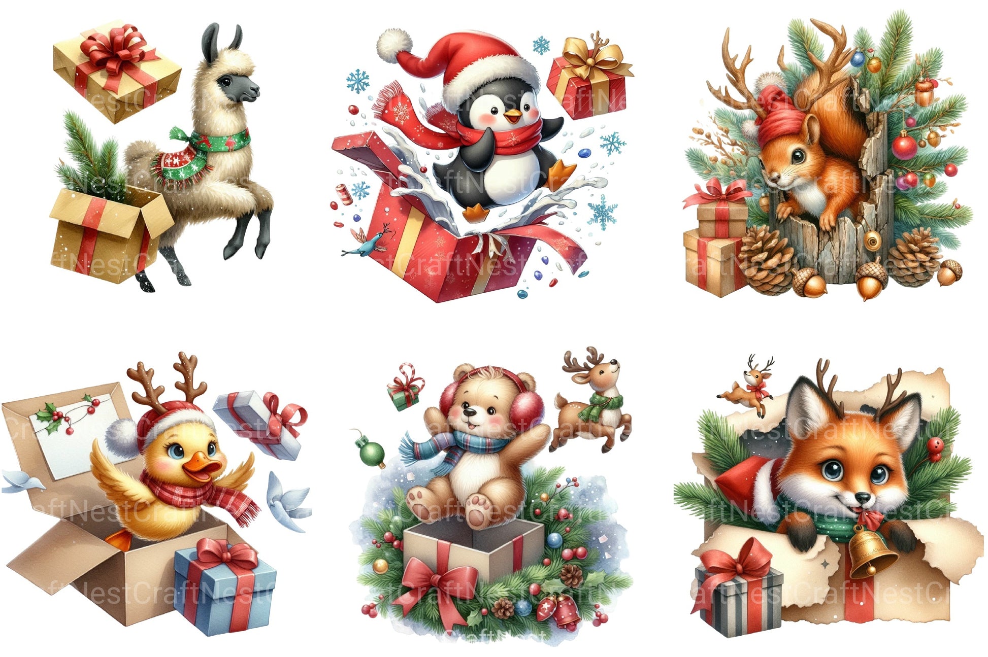 Christmas Animal Clipart Bundle 7 - CraftNest - Digital Crafting and Art