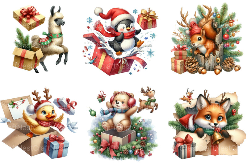Christmas Animal Clipart Bundle 7 - CraftNest - Digital Crafting and Art