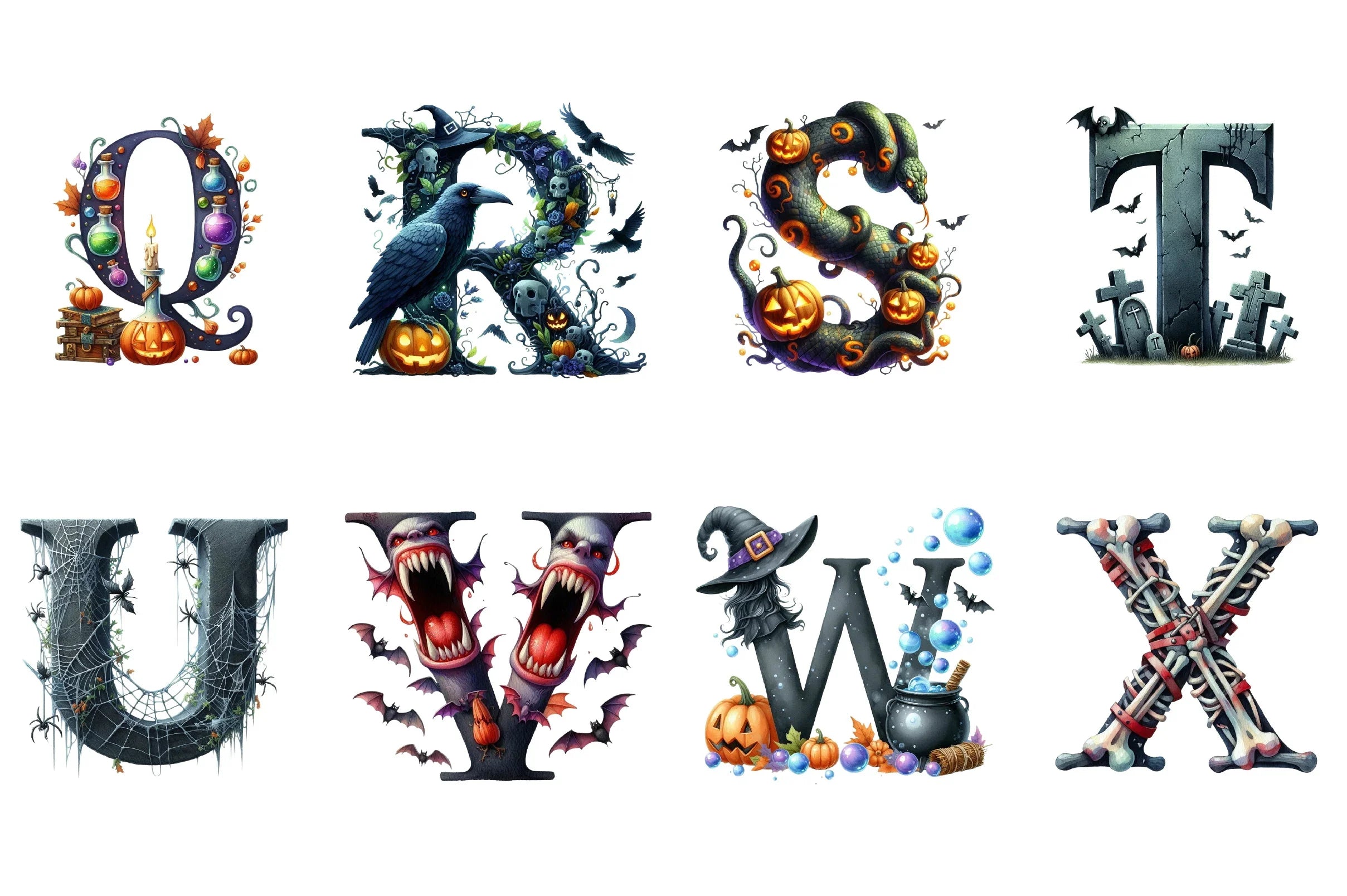 Halloween Alphabet Clipart Bundle - CraftNest - Digital Crafting and Art