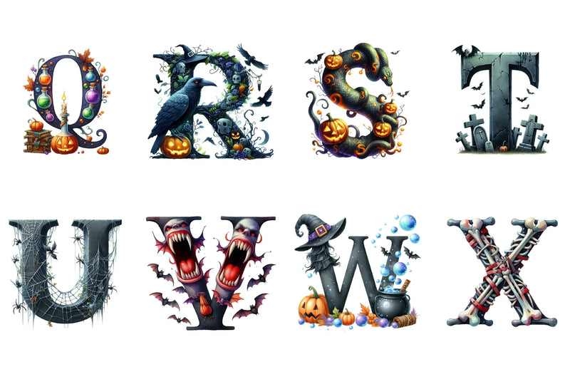 Halloween Alphabet Clipart Bundle - CraftNest - Digital Crafting and Art