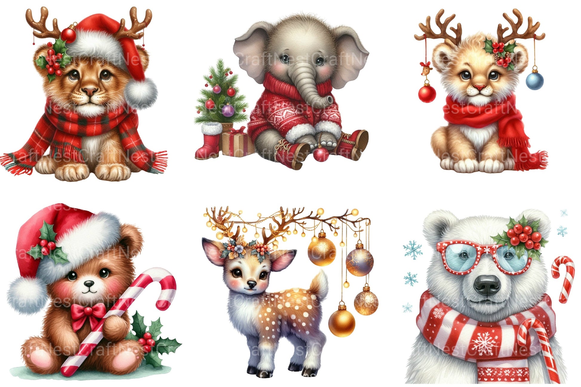 Christmas Animal Clipart Bundle 2 - CraftNest - Digital Crafting and Art
