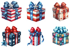 4th of July Gift Box Clipart Bundle - CraftNest - Digital Crafting and Art