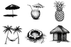 Hand Drawn Summer Black Clipart Bundle - CraftNest - Digital Crafting and Art