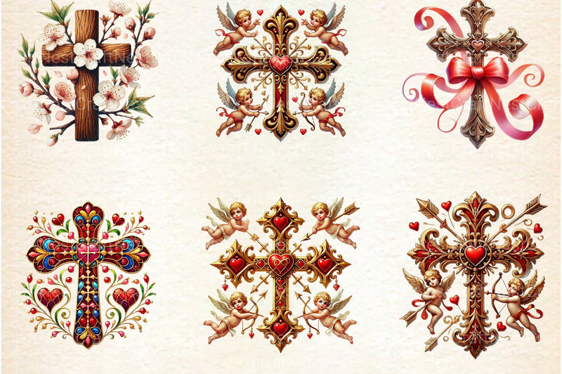 Valentine Cross Clipart Bundle 5 - CraftNest - Digital Crafting and Art