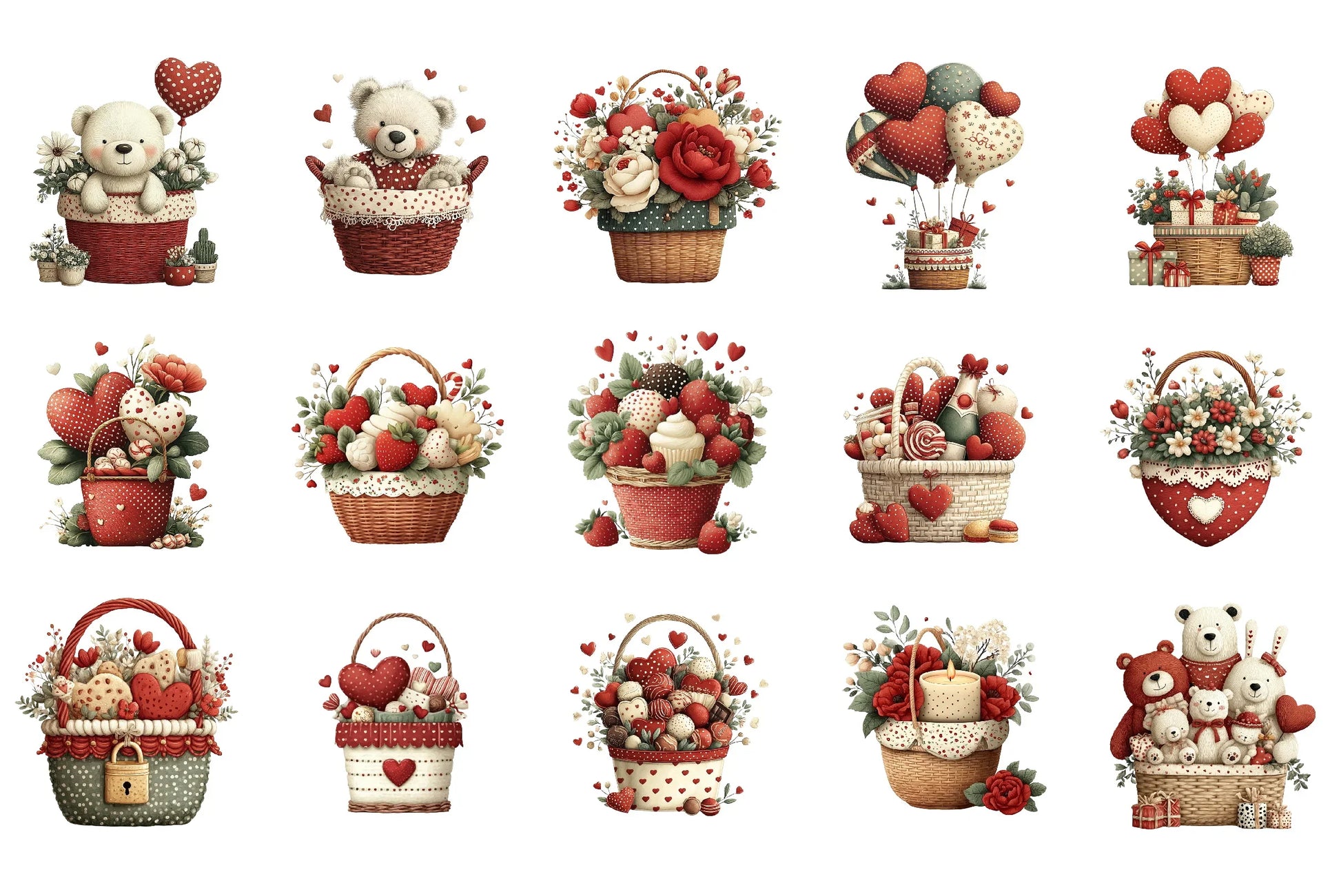 Valentine Heart Basket Clipart Bundle - CraftNest - Digital Crafting and Art