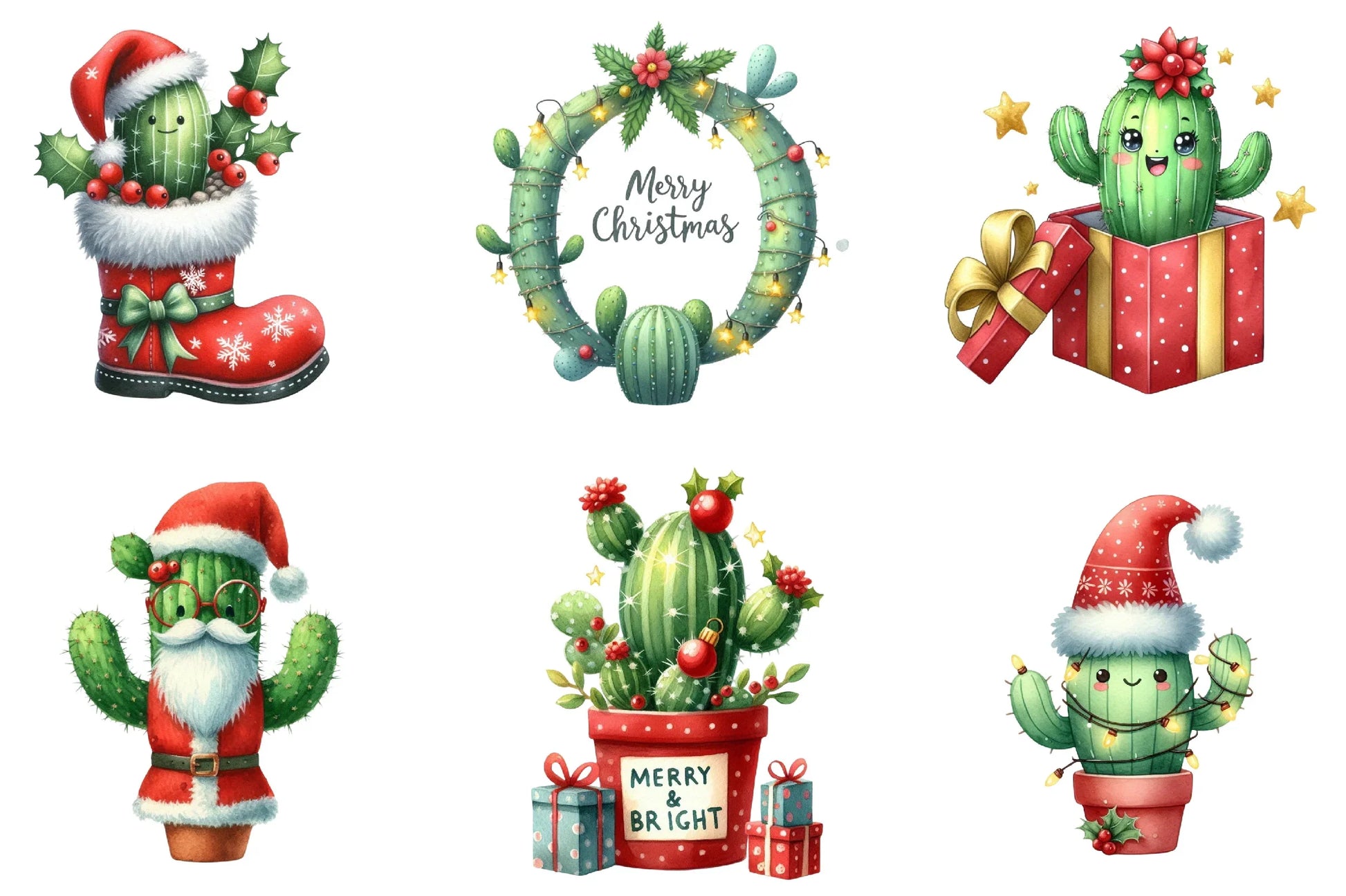 Christmas Cactus Clipart Bundle - CraftNest - Digital Crafting and Art