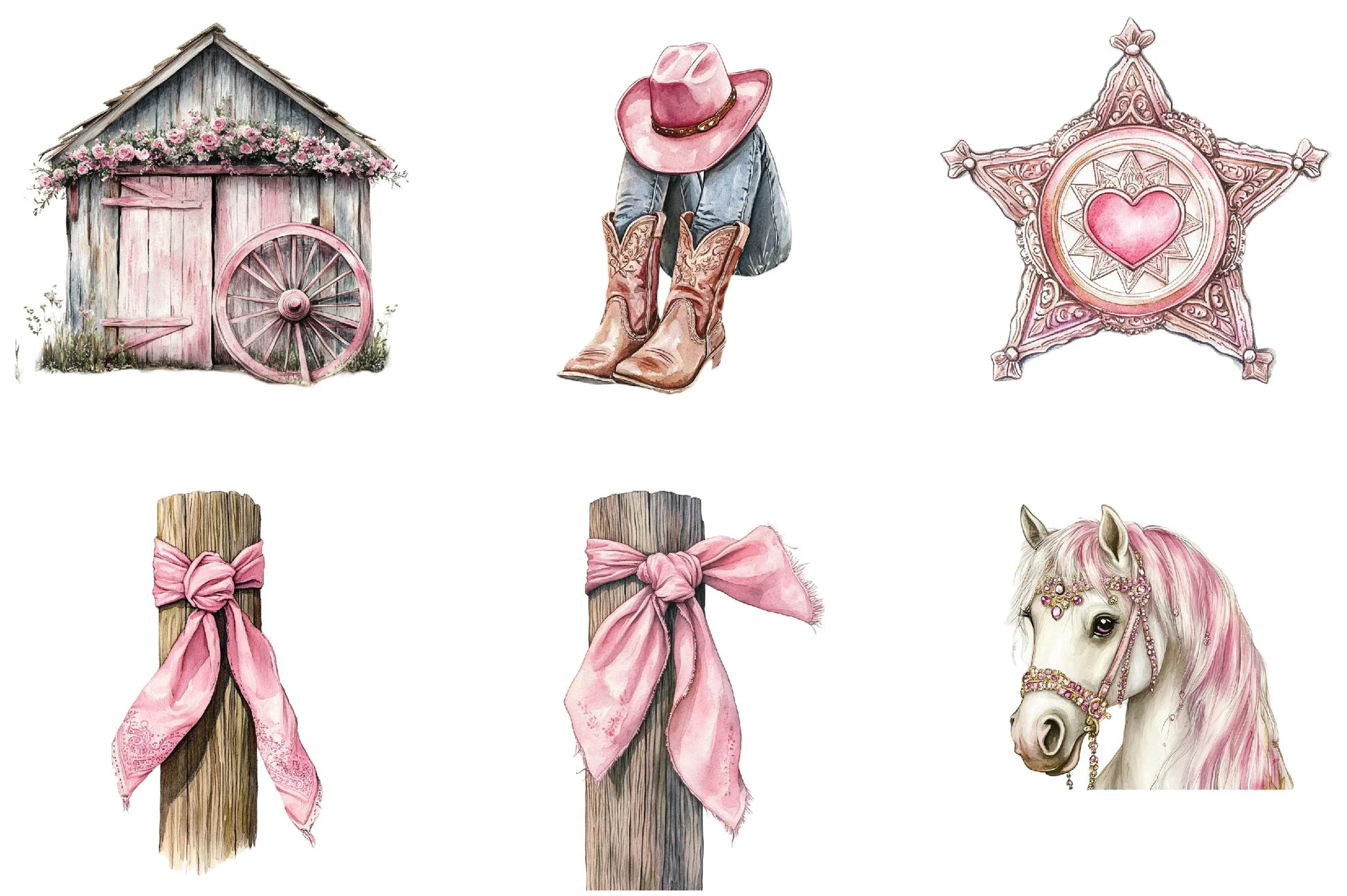 Pink Western Cowgirl Clipart Bundle - CraftNest - Digital Crafting and Art