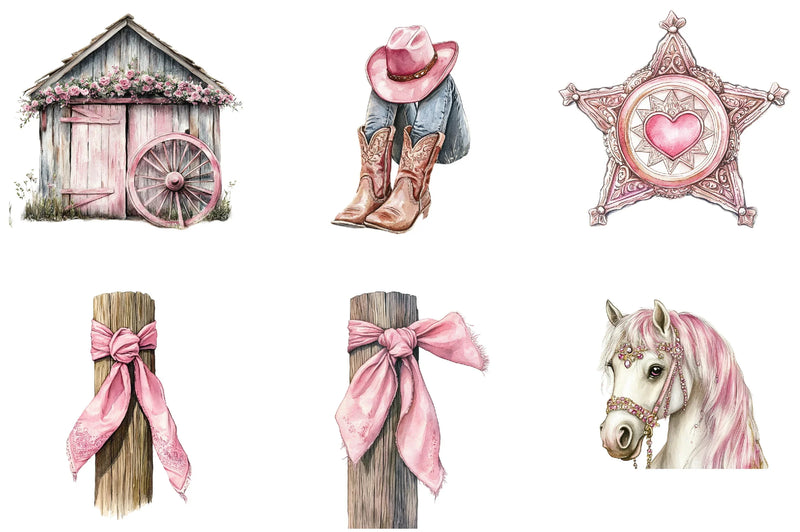 Pink Western Cowgirl Clipart Bundle - CraftNest - Digital Crafting and Art