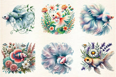 Botanical Spring Fishes Clipart Bundle - CraftNest - Digital Crafting and Art