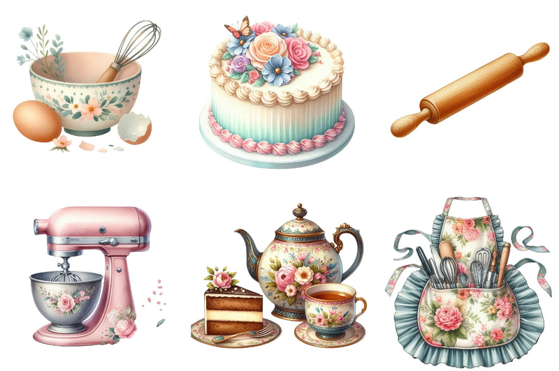Vintage Baking Clipart Bundle - CraftNest - Digital Crafting and Art