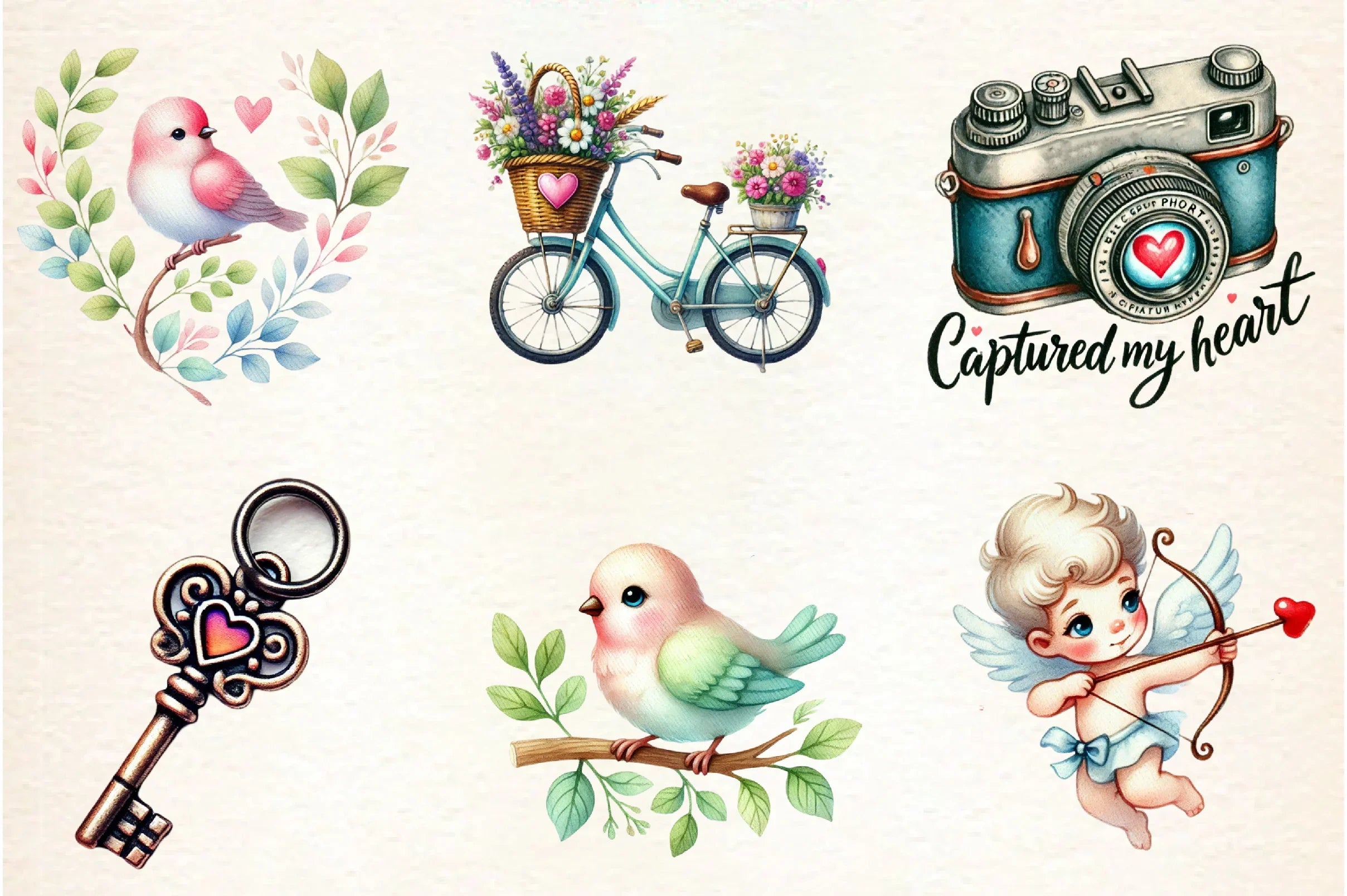 Retro Valentine Clipart Bundle - CraftNest - Digital Crafting and Art