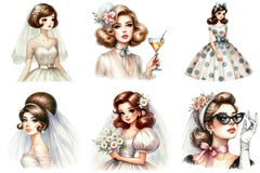 Wedding Retro Girl Clipart Bundle - CraftNest - Digital Crafting and Art