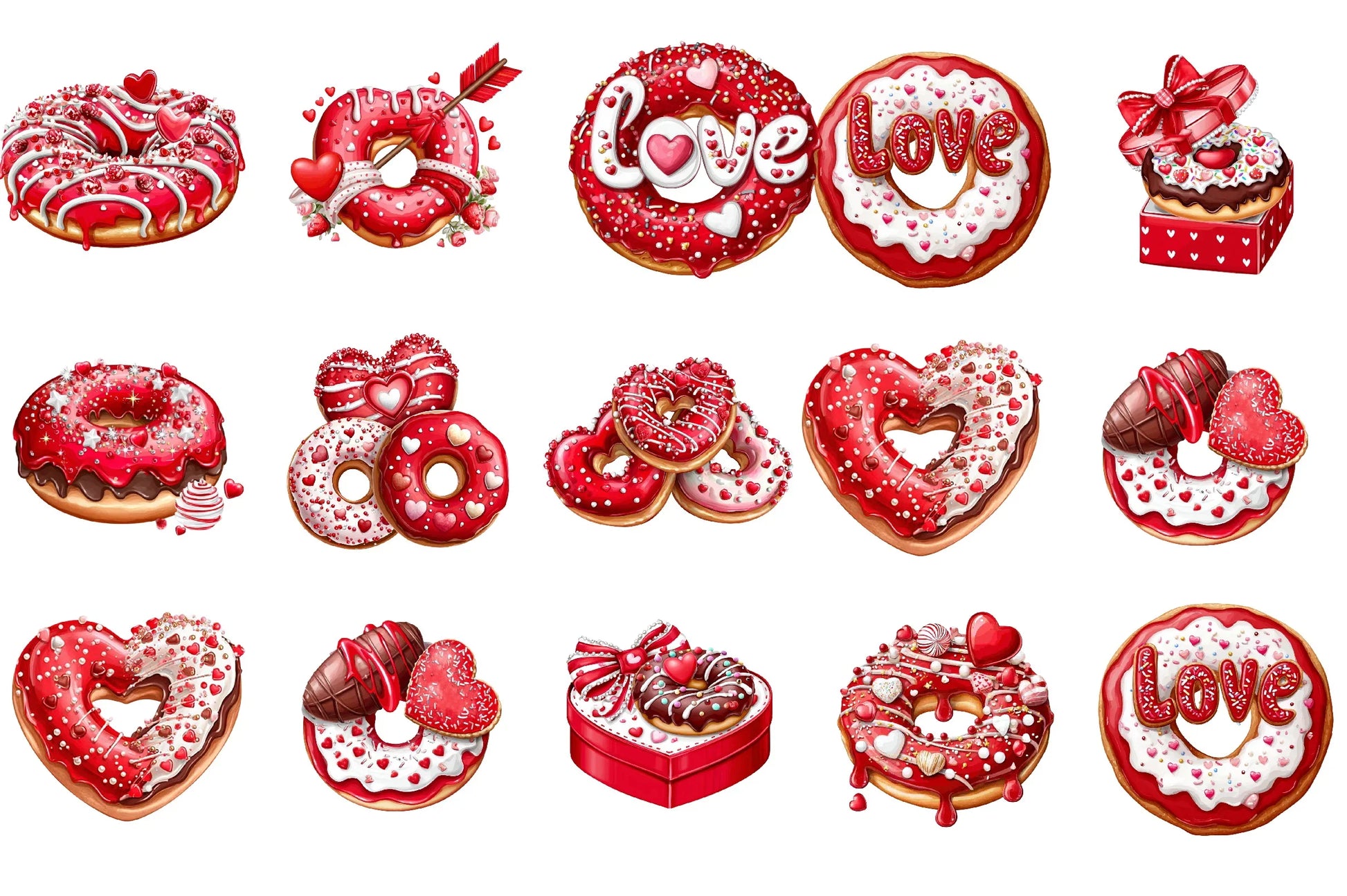 Valentine Donut Clipart Bundle - CraftNest - Digital Crafting and Art