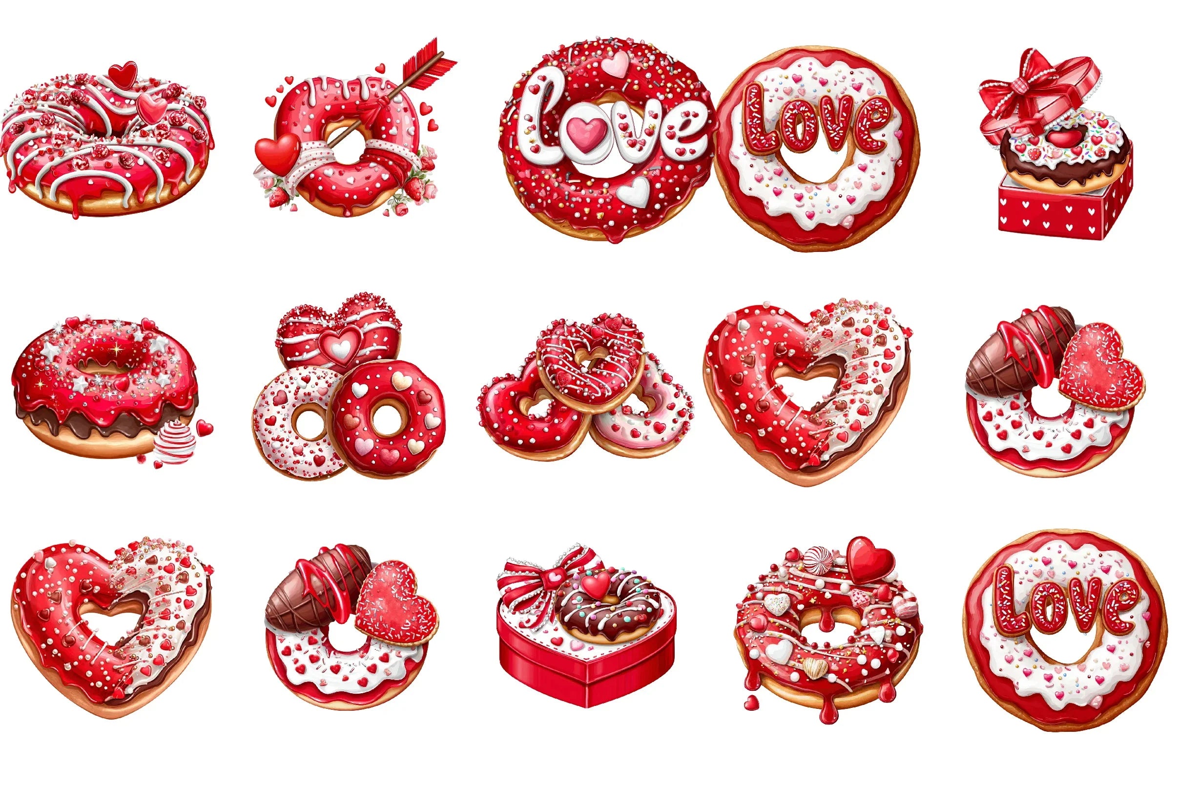 Valentine Donut Clipart Bundle - CraftNest - Digital Crafting and Art