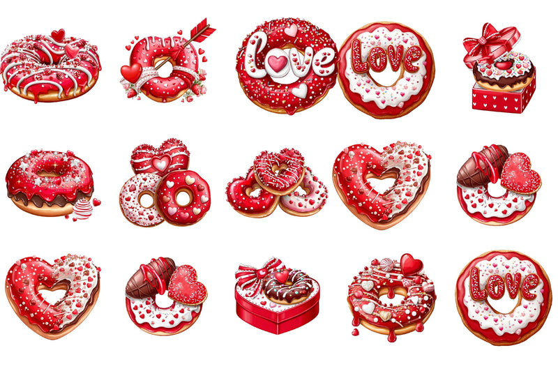Valentine Donut Clipart Bundle - CraftNest - Digital Crafting and Art
