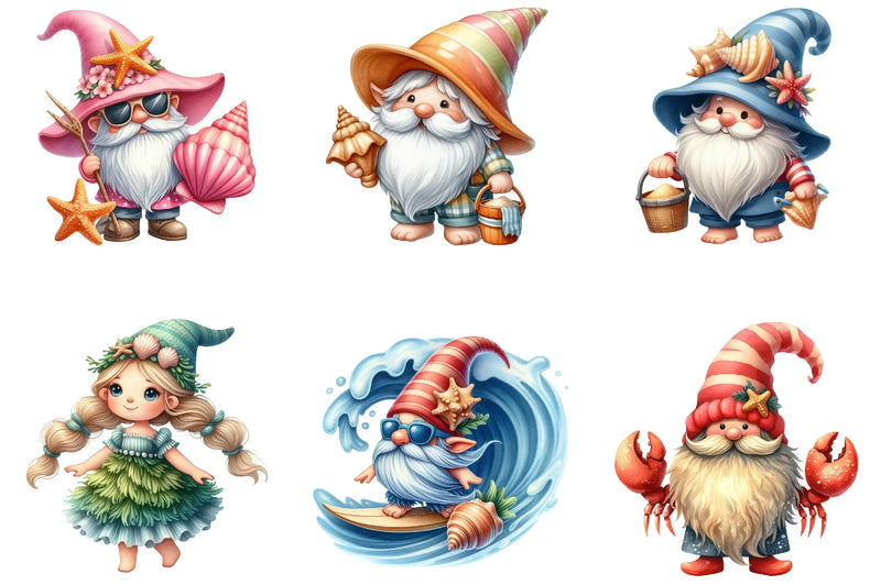 Seashell Gnome Clipart Bundle - CraftNest - Digital Crafting and Art