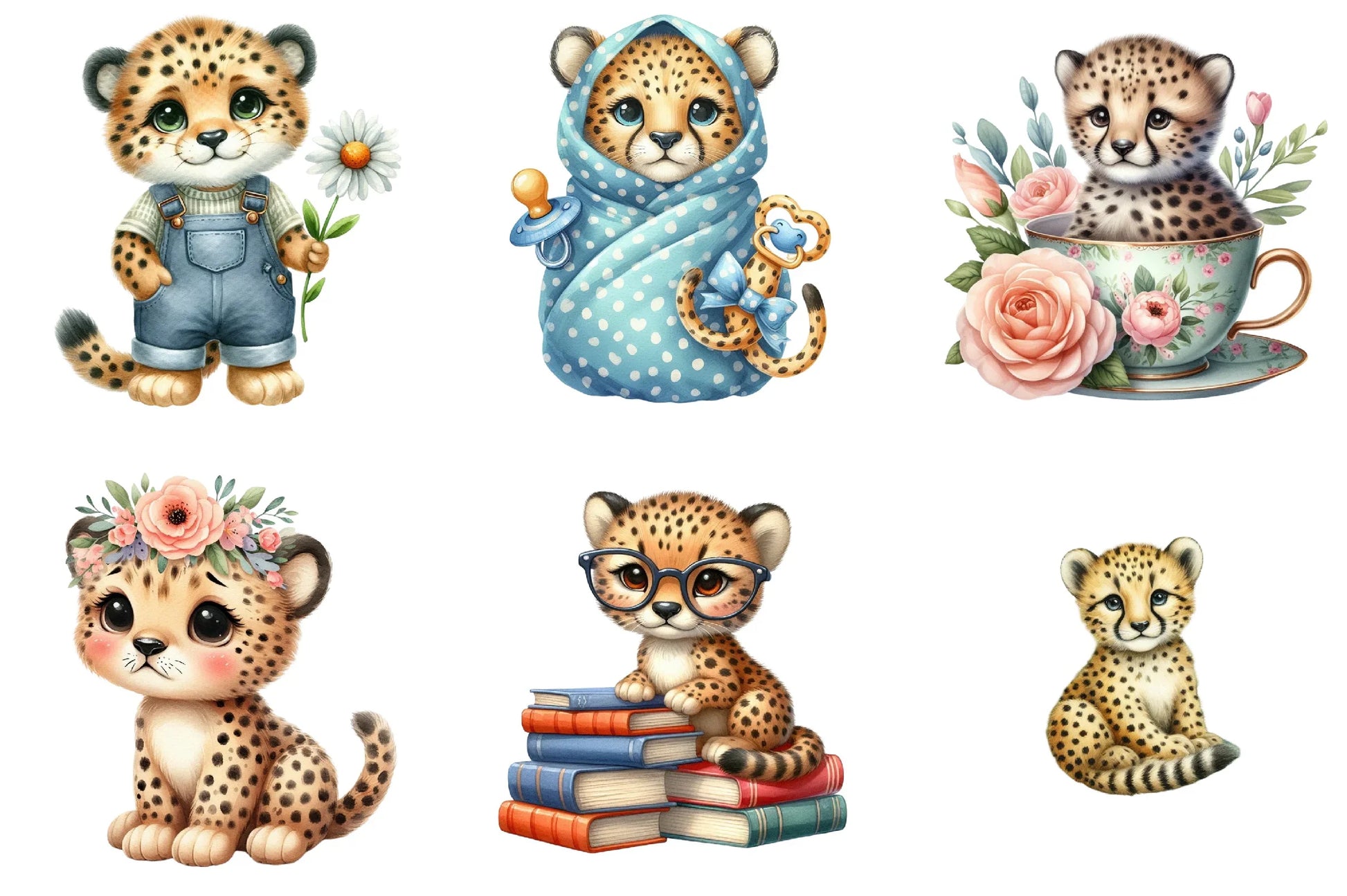 Cute Cheetah Clipart Bundle - CraftNest - Digital Crafting and Art