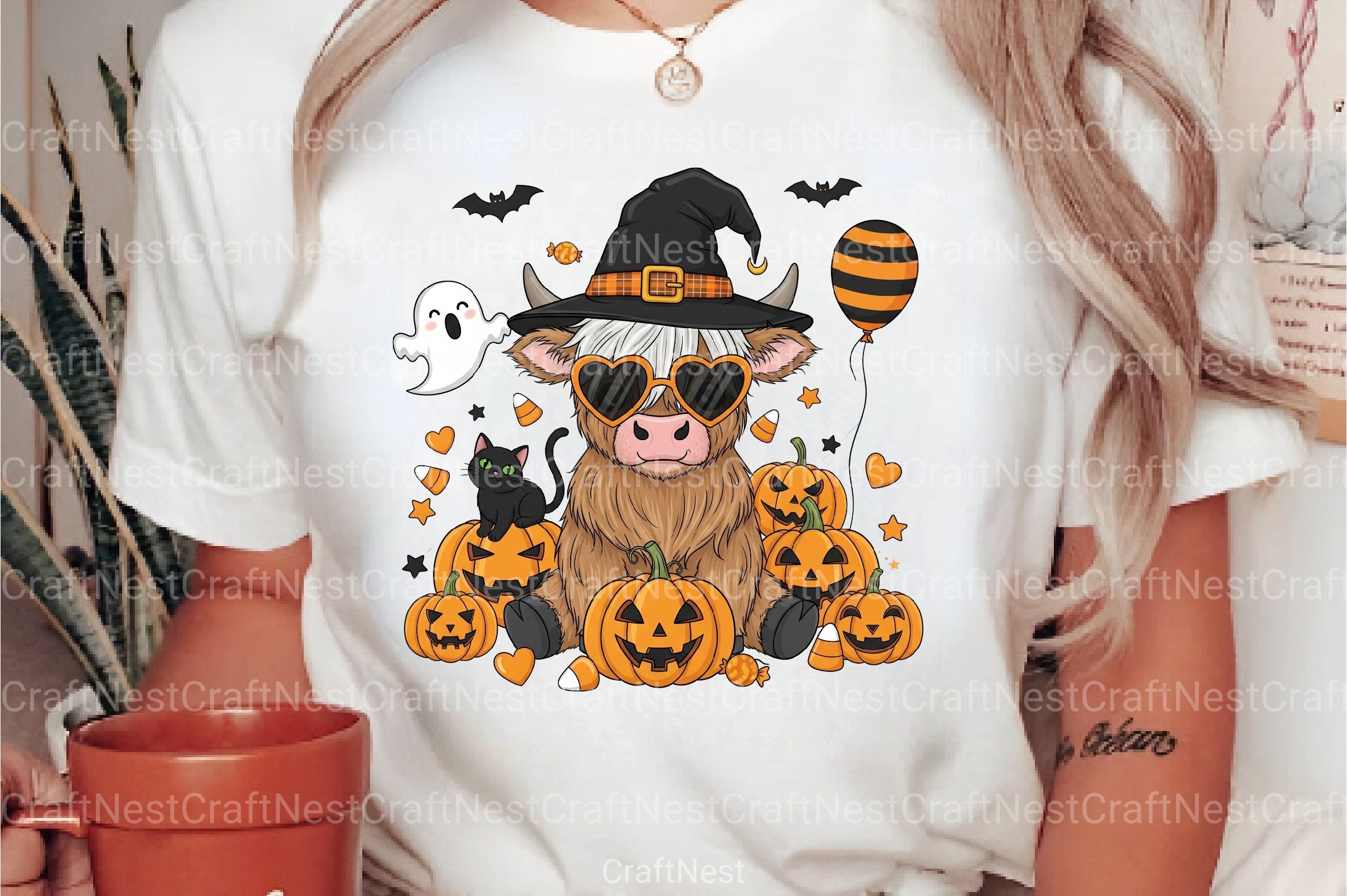 Cute Fall Highland Cow Ghost Clipart Bundle - CraftNest - Digital Crafting and Art