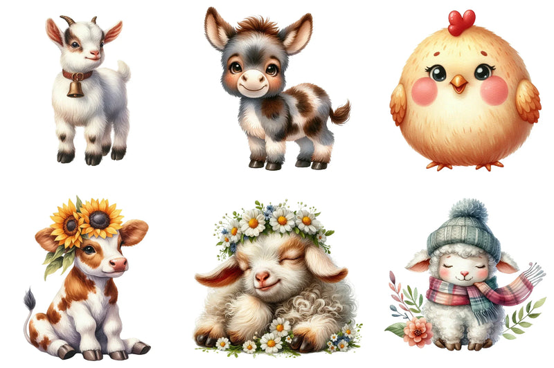 Cute Farm Animals Clipart Bundle - CraftNest - Digital Crafting and Art