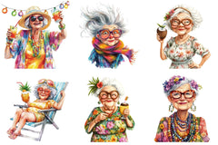 Funny Old Lady Cruise Clipart Bundle - CraftNest - Digital Crafting and Art