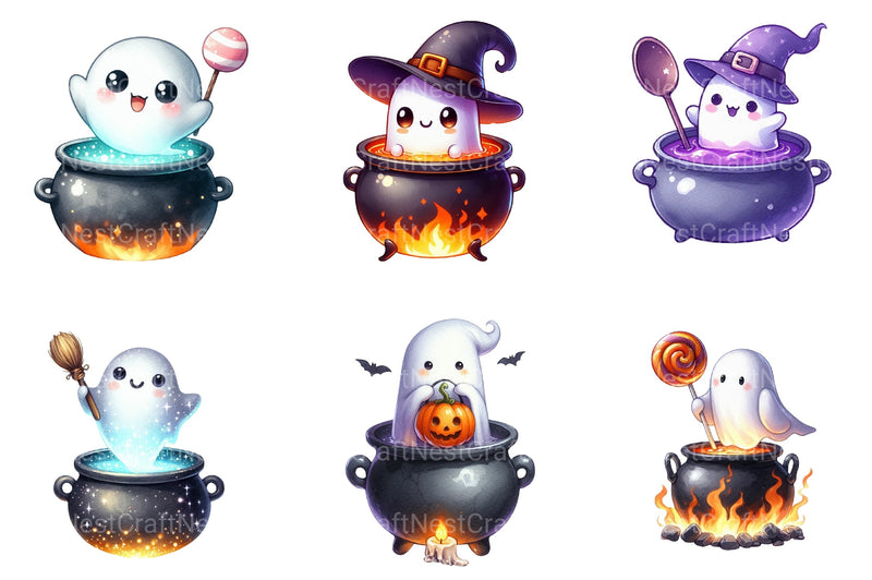 Cauldron Glow Ghost Halloween Clipart Bundle - CraftNest - Digital Crafting and Art