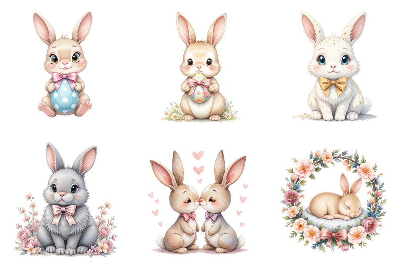 Easter Bunny Coquette Bow Clipart Bundle - CraftNest - Digital Crafting and Art