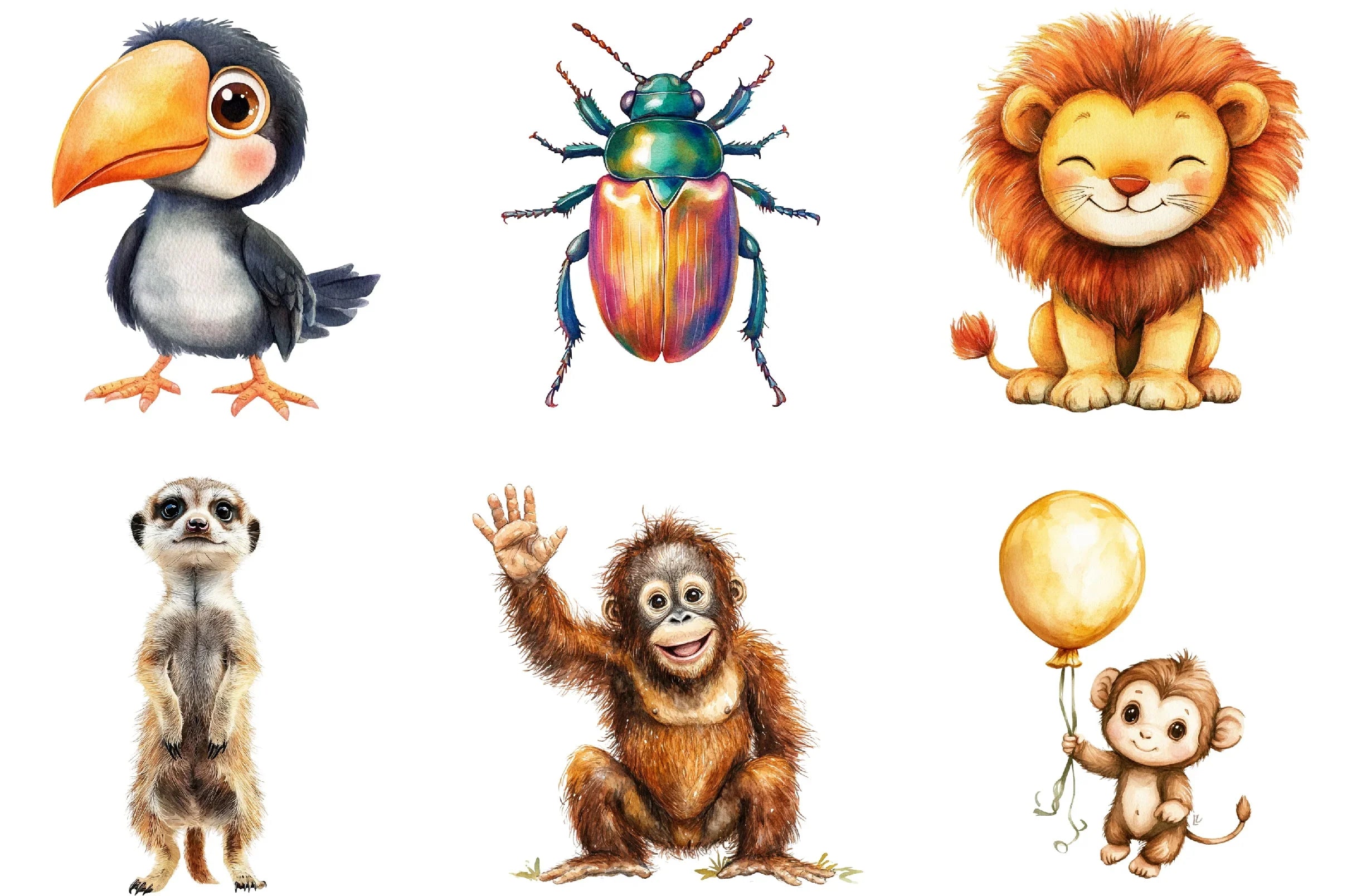 Cute Safari Animals Jungle Clipart Bundle - CraftNest - Digital Crafting and Art