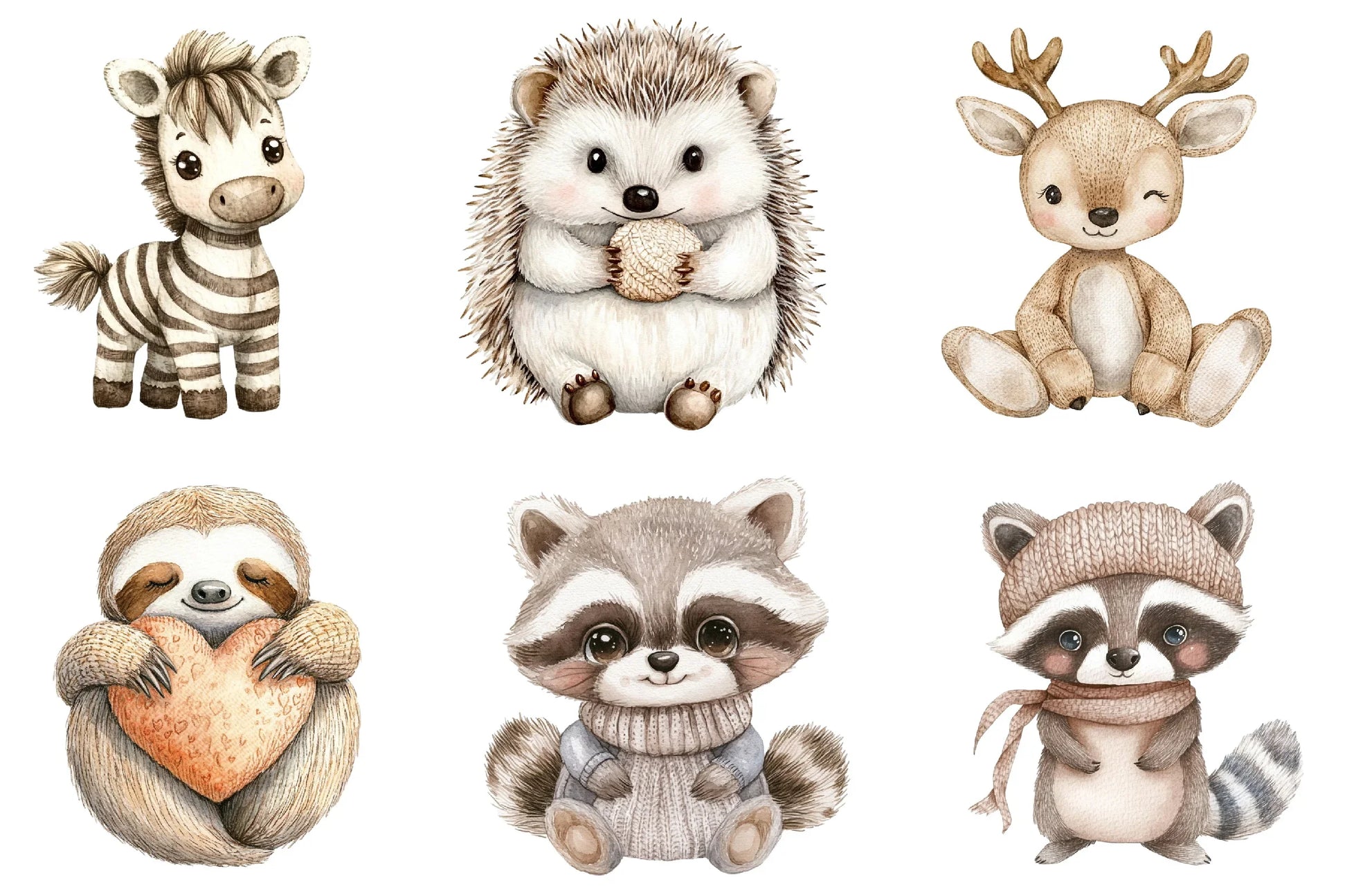Vintage Knitted Plush Baby Animals Clipart Bundle - CraftNest - Digital Crafting and Art