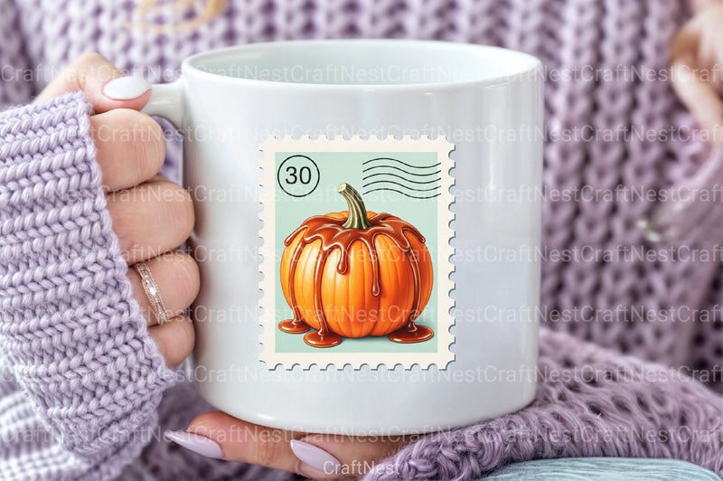 Pumpkin Postage Stamp Clipart Bundle 1 - CraftNest - Digital Crafting and Art
