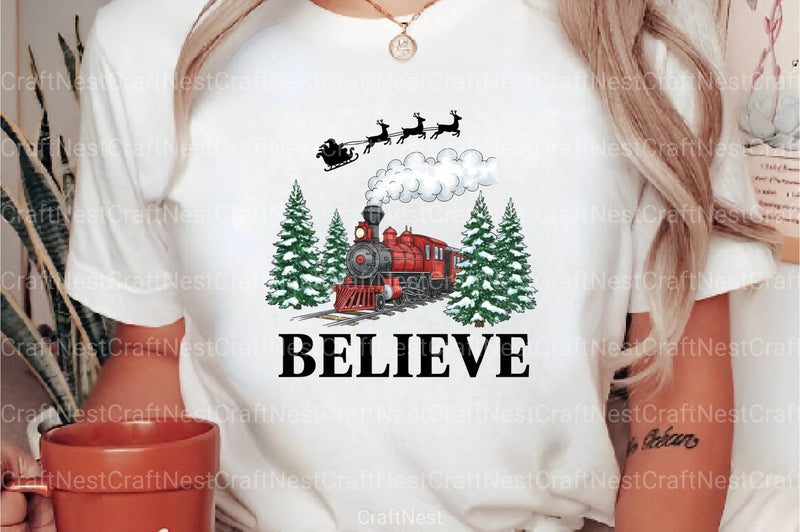 Believe North Pole Train Christmas Clipart Bundle - CraftNest - Digital Crafting and Art