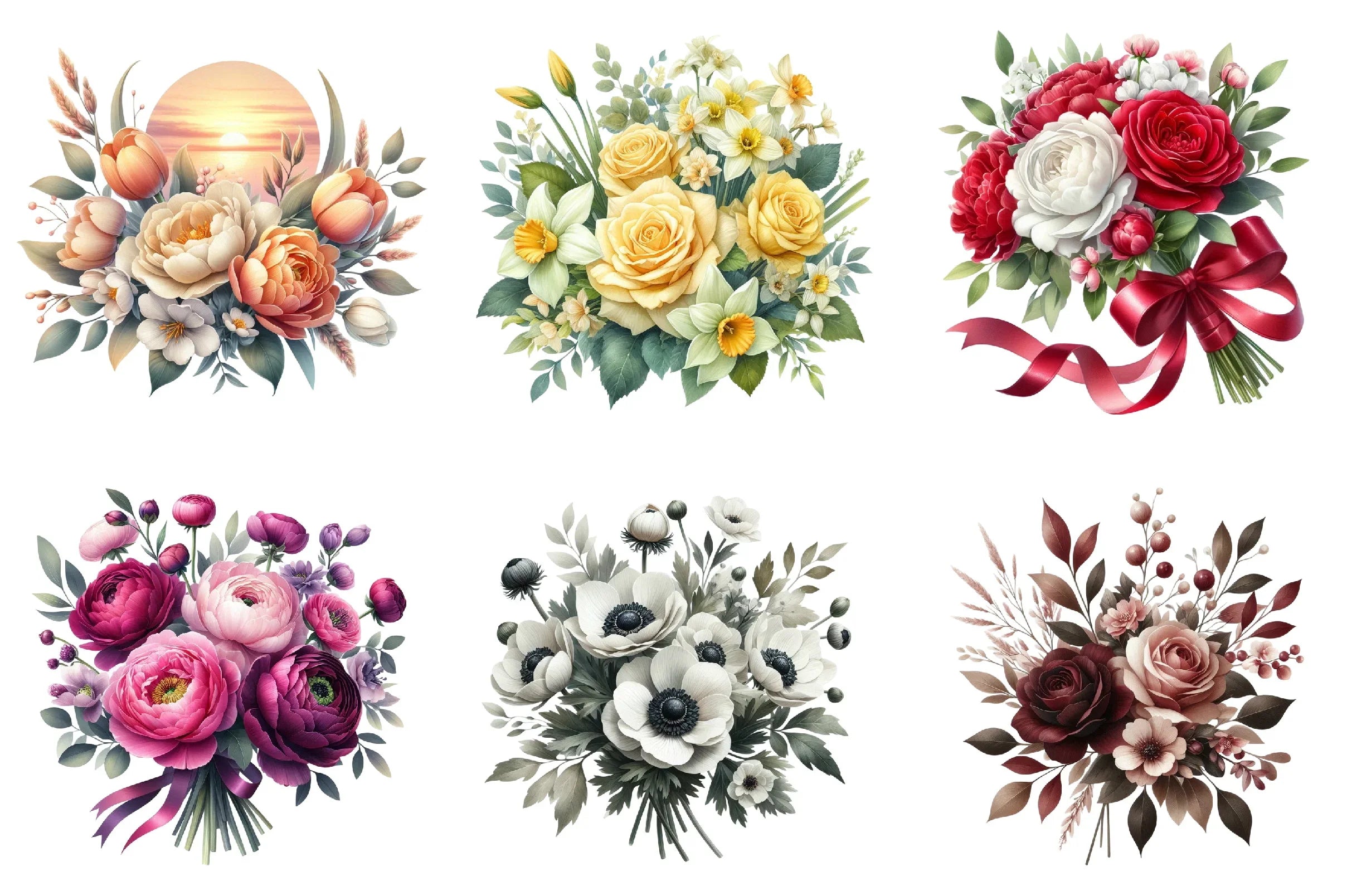 Wedding Flower Bouquet Clipart Bundle - CraftNest - Digital Crafting and Art