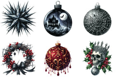 Gothic Christmas Ornaments Clipart Bundle - CraftNest - Digital Crafting and Art