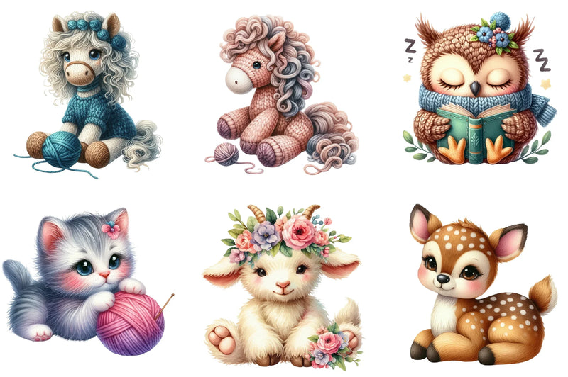 Knitted Plush Baby Animals Clipart Bundle - CraftNest - Digital Crafting and Art