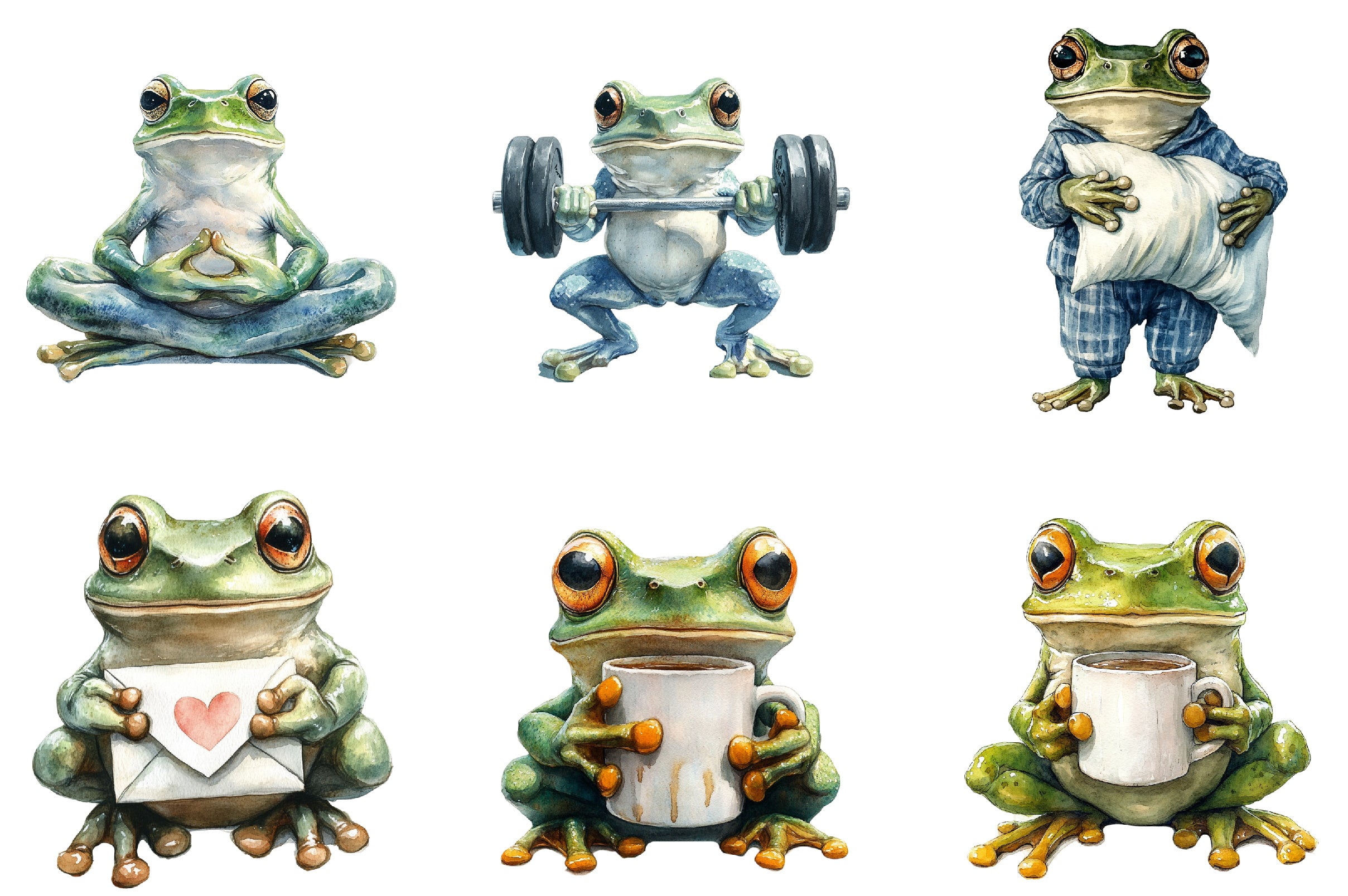 Funny Frogs Clipart Bundle