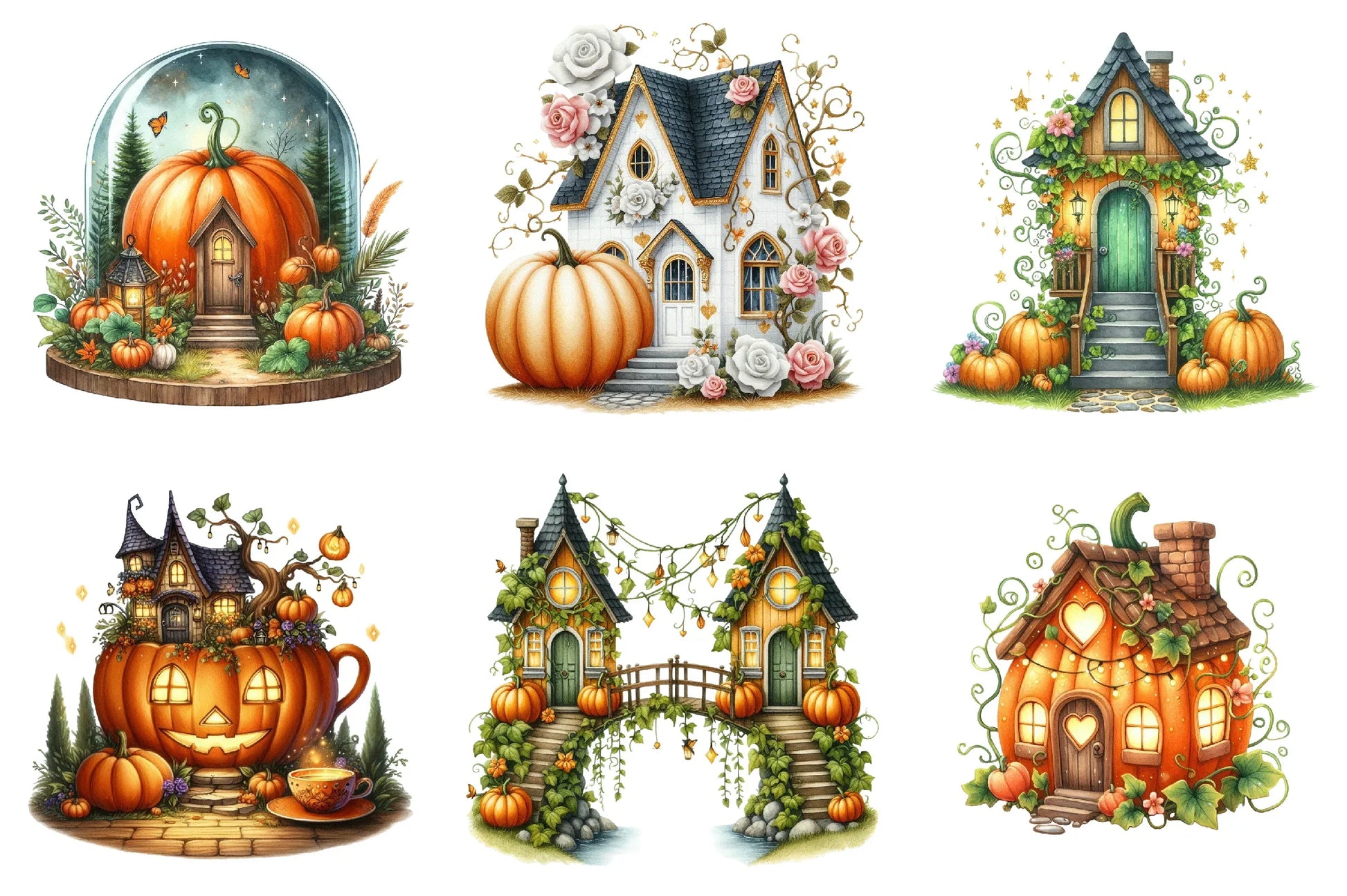 Fairy Pumpkin House Fantasy Clipart Bundle - CraftNest - Digital Crafting and Art