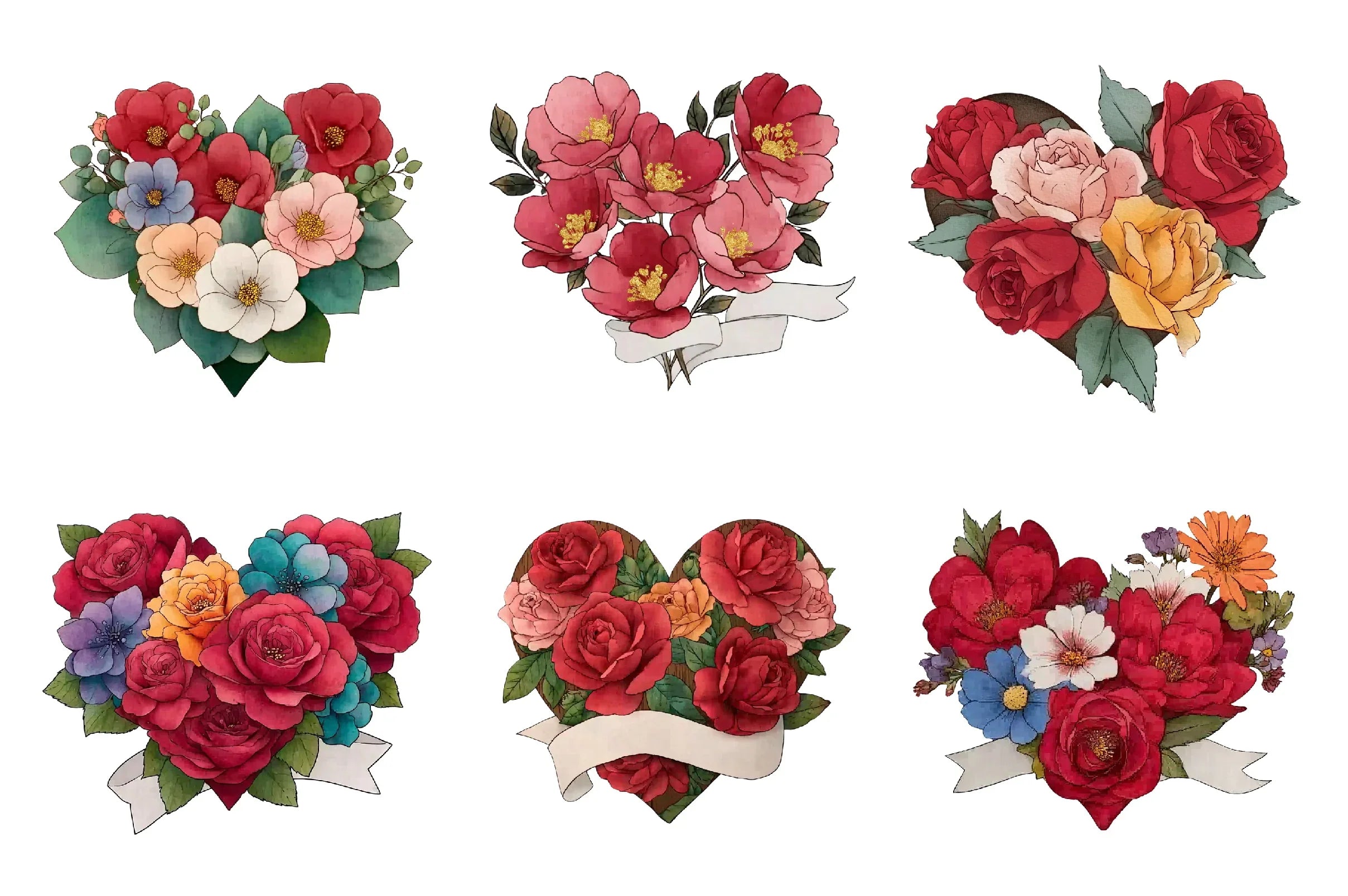 Vintage Floral Heart Clipart Bundle - CraftNest - Digital Crafting and Art