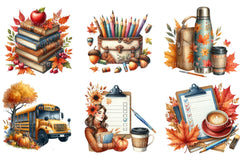 Autumn Back to School Clipart Bundle - CraftNest - Digital Crafting and Art