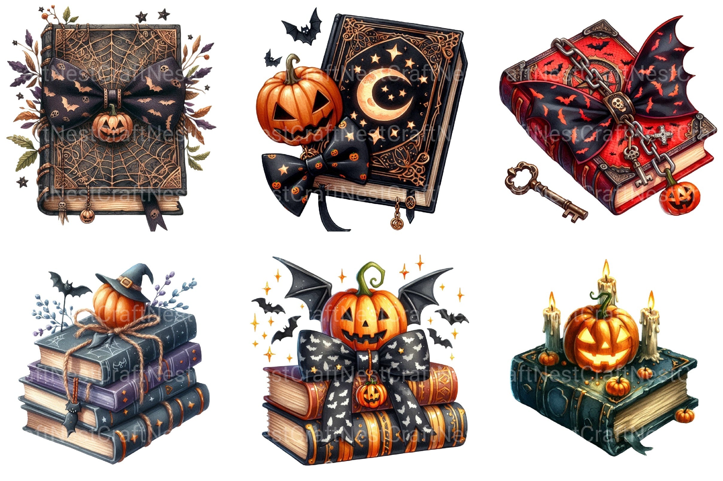 Halloween Books Clipart Bundle 99 - CraftNest - Digital Crafting and Art