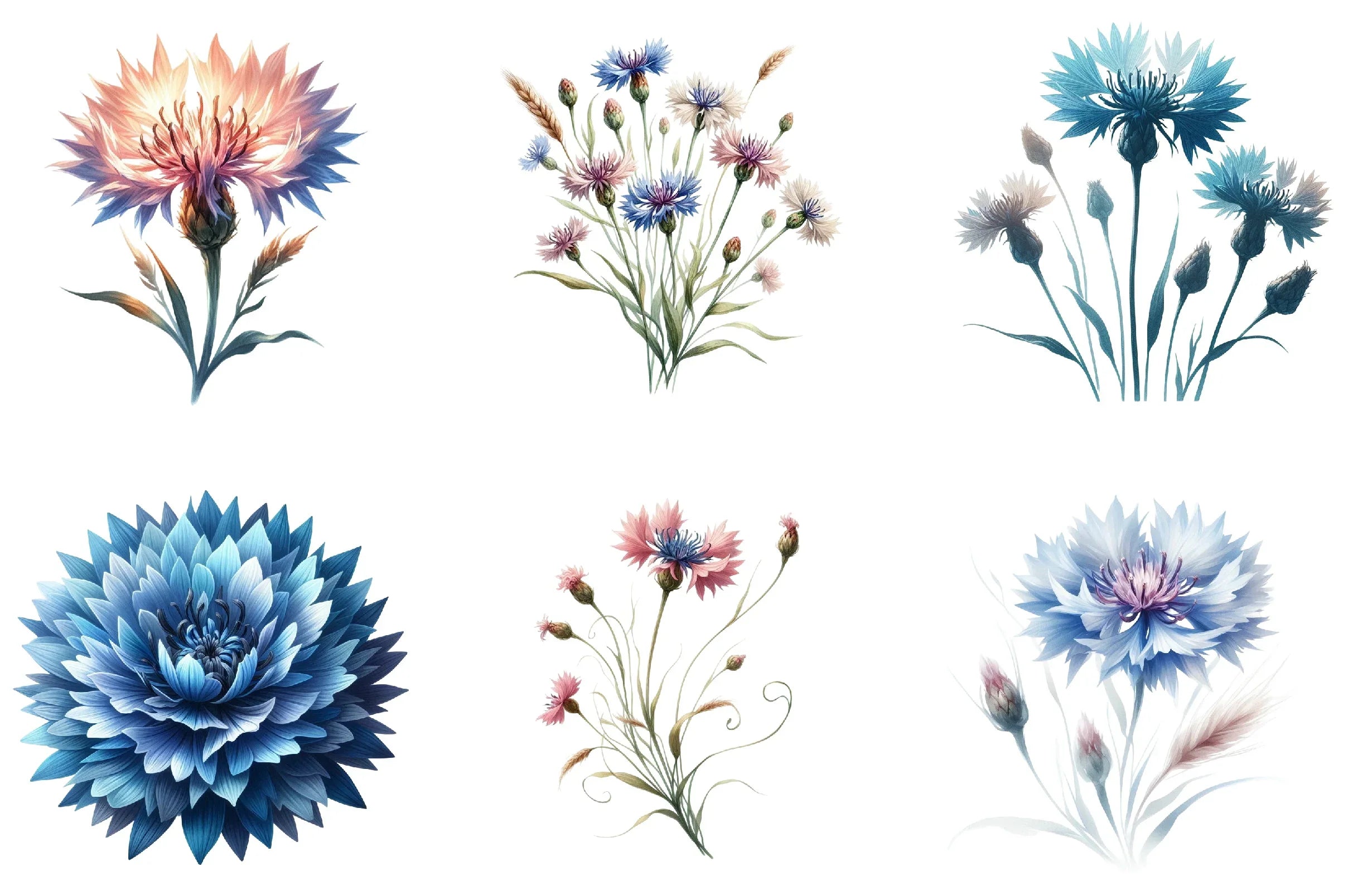 Blue Cornflower Clipart Bundle - CraftNest - Digital Crafting and Art