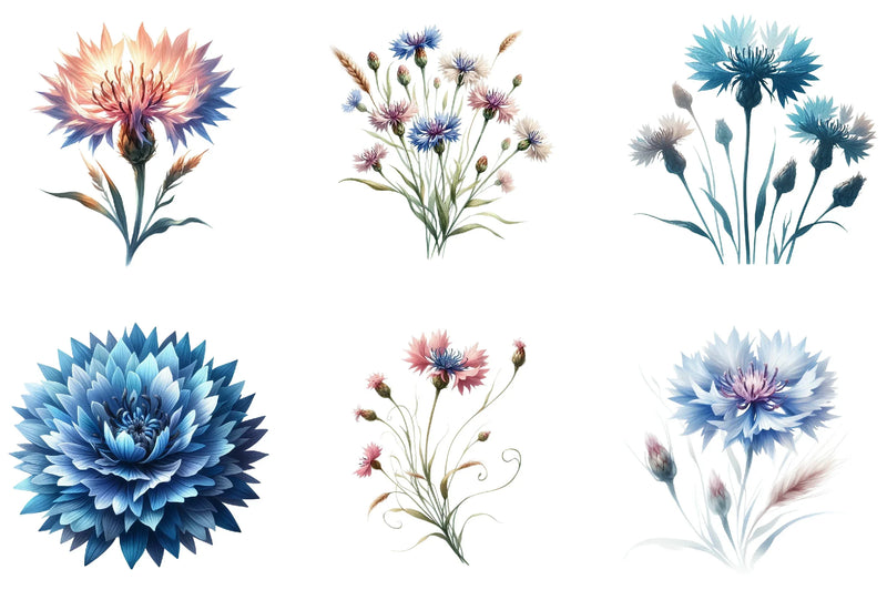 Blue Cornflower Clipart Bundle - CraftNest - Digital Crafting and Art