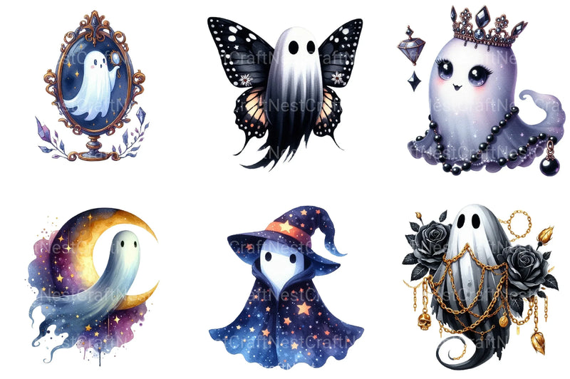 Enchanted Ghost Halloween Clipart Bundle 2 - CraftNest - Digital Crafting and Art