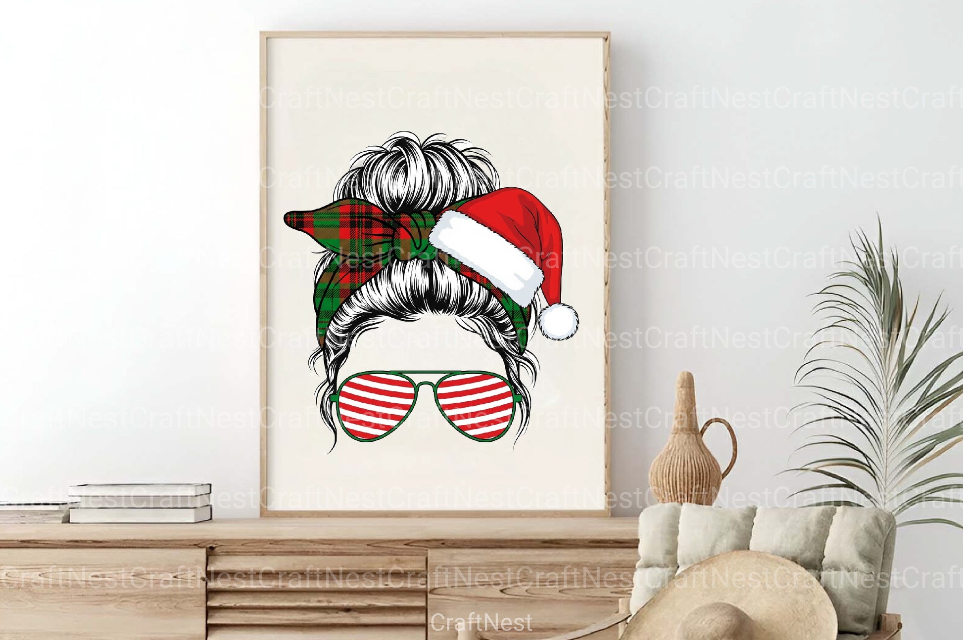Santa Hat Bun Illustration Clipart Bundle - CraftNest - Digital Crafting and Art