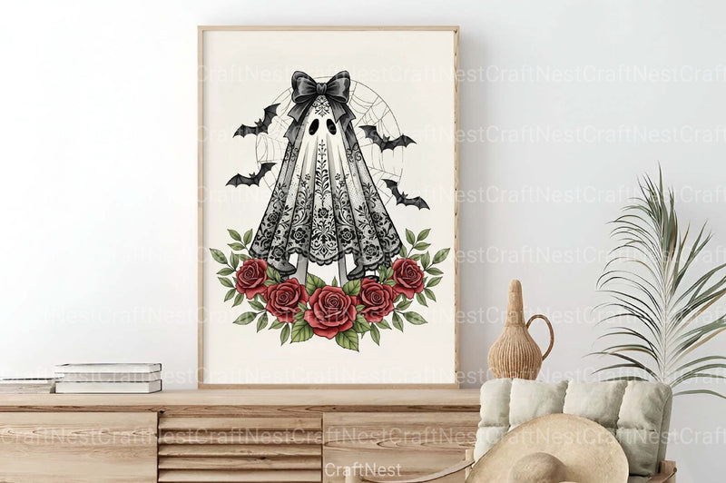 Cute Floral Halloween Lace Ghost Clipart Bundle 1 - CraftNest - Digital Crafting and Art