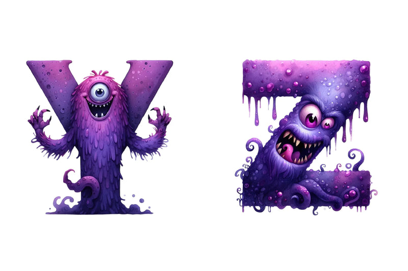 Purple Halloween Monster Alphabet Clipart Bundle - CraftNest - Digital Crafting and Art