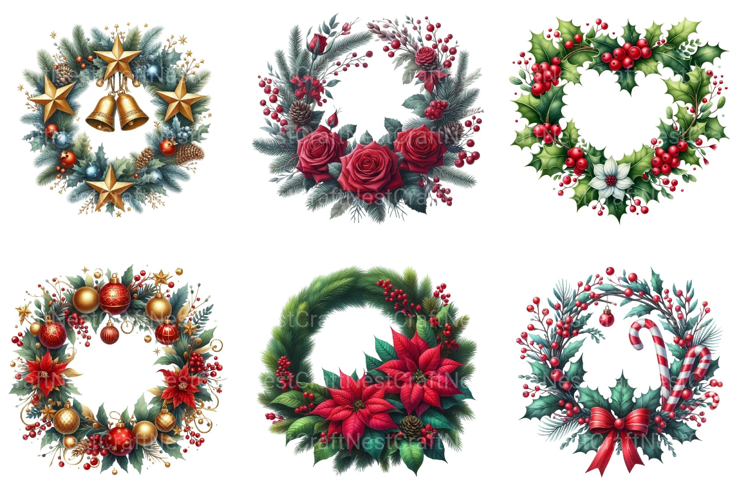 Christmas Wreath Clipart Bundle 99 - CraftNest - Digital Crafting and Art