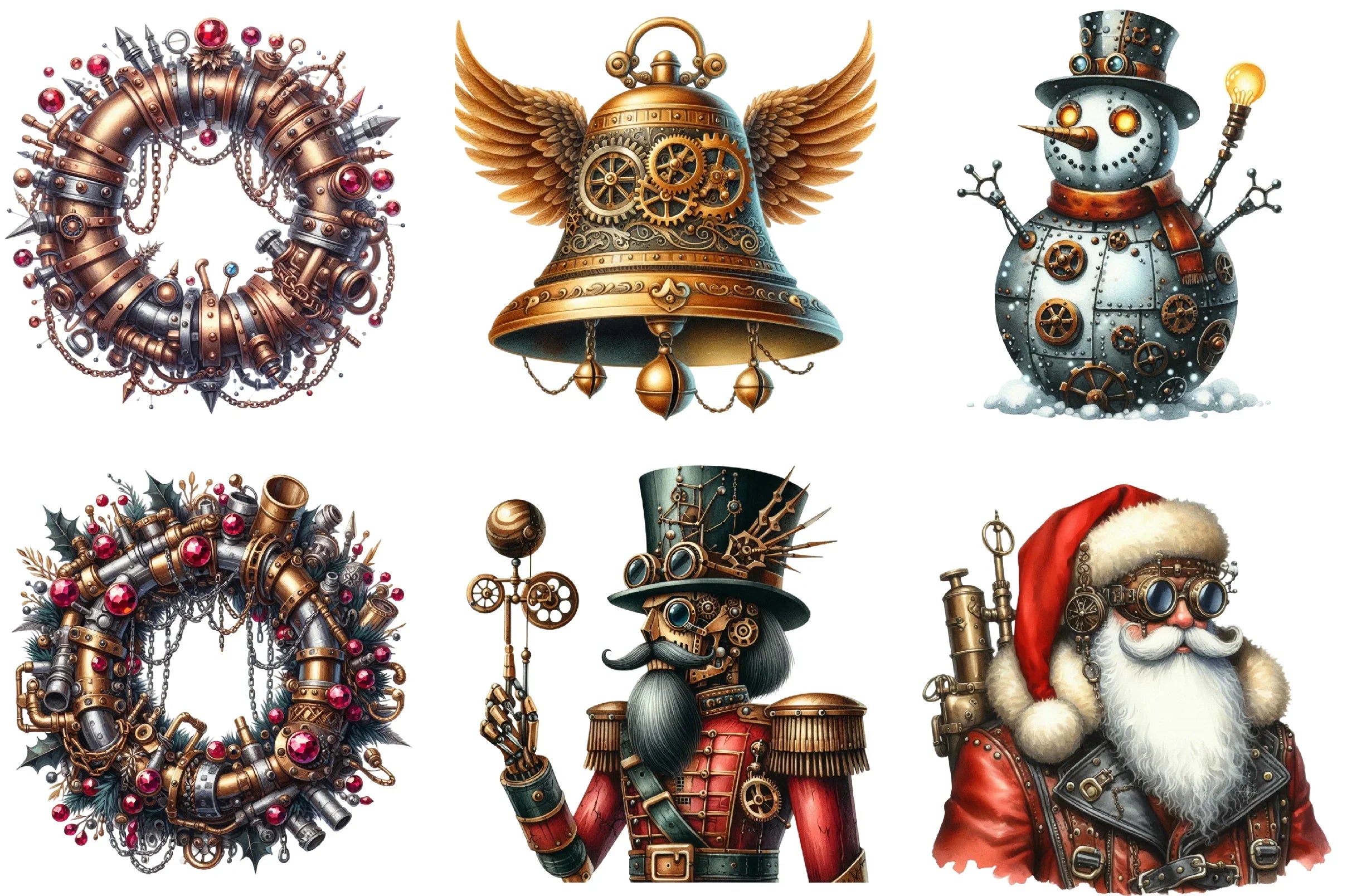 Steampunk Christmas Clipart Bundle P2 - CraftNest - Digital Crafting and Art