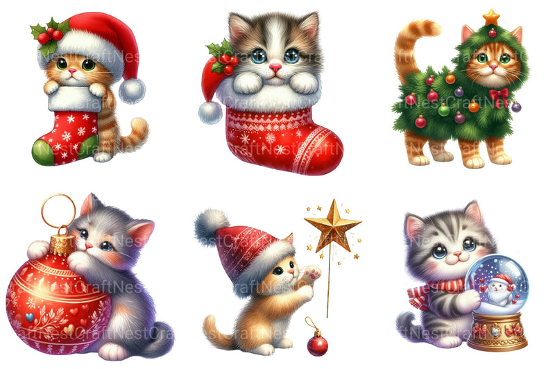 Funny Christmas Cat Clipart Bundle - CraftNest - Digital Crafting and Art