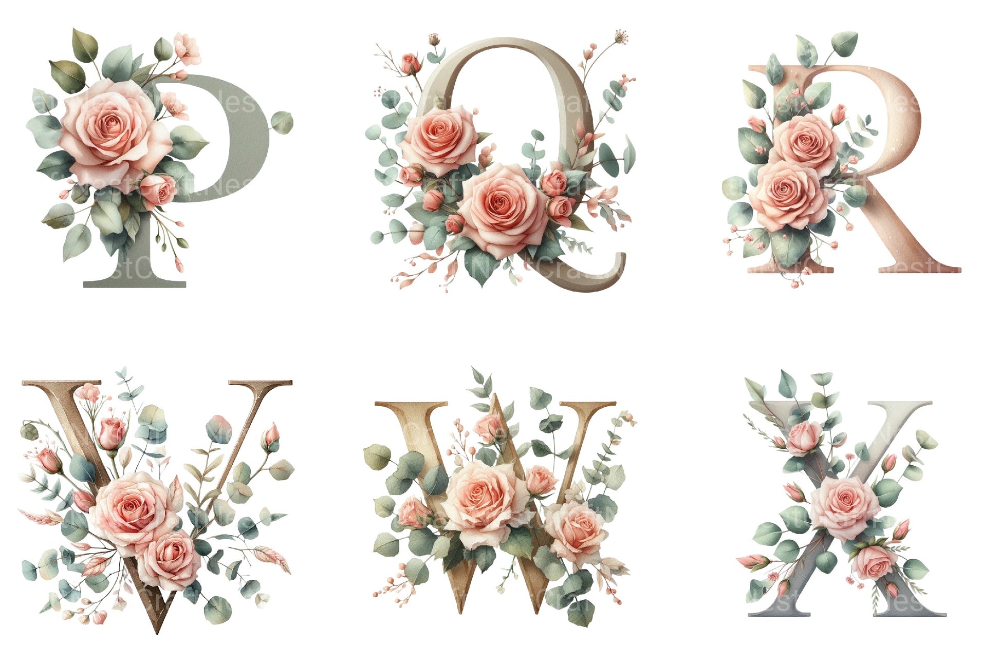 Floral Alphabet Clipart Bundle 10 - CraftNest - Digital Crafting and Art