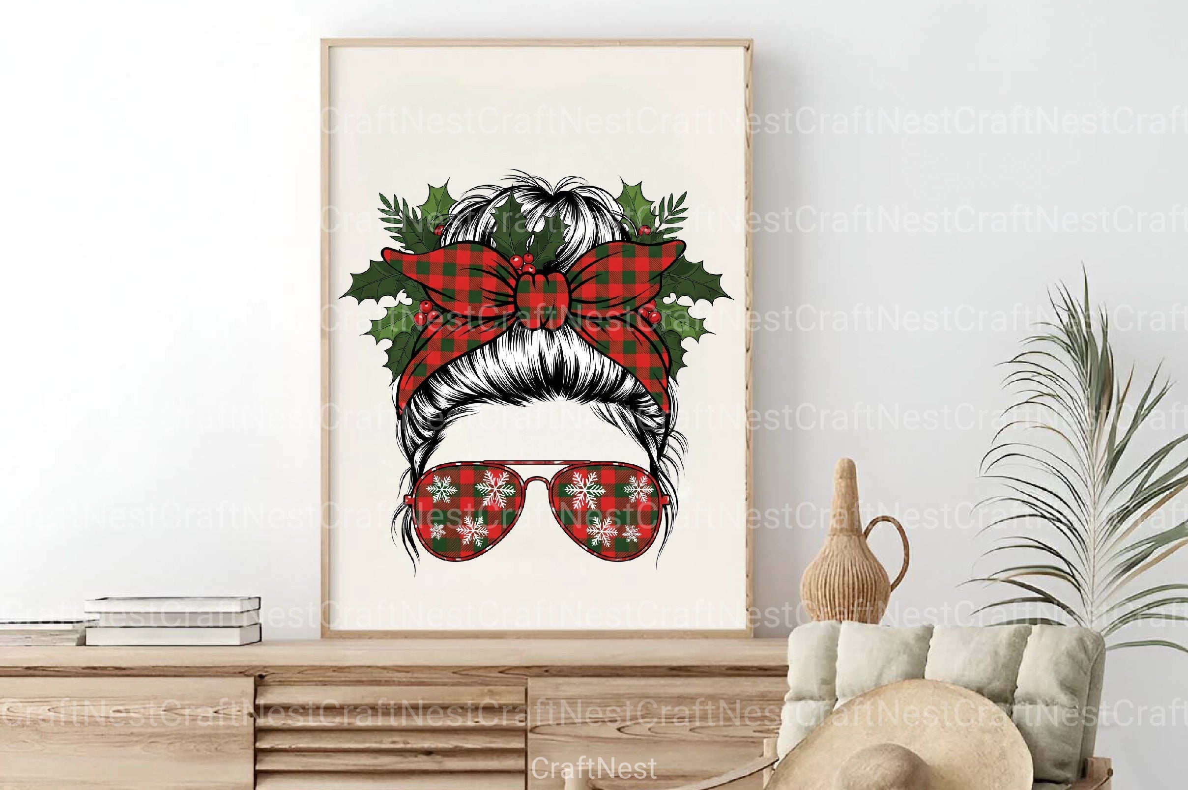 Christmas Messy Bun Design Clipart Bundle - CraftNest - Digital Crafting and Art